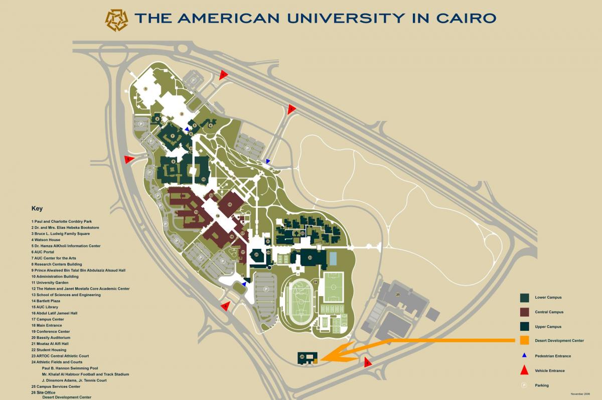 Mapa auc nové káhire areálu
