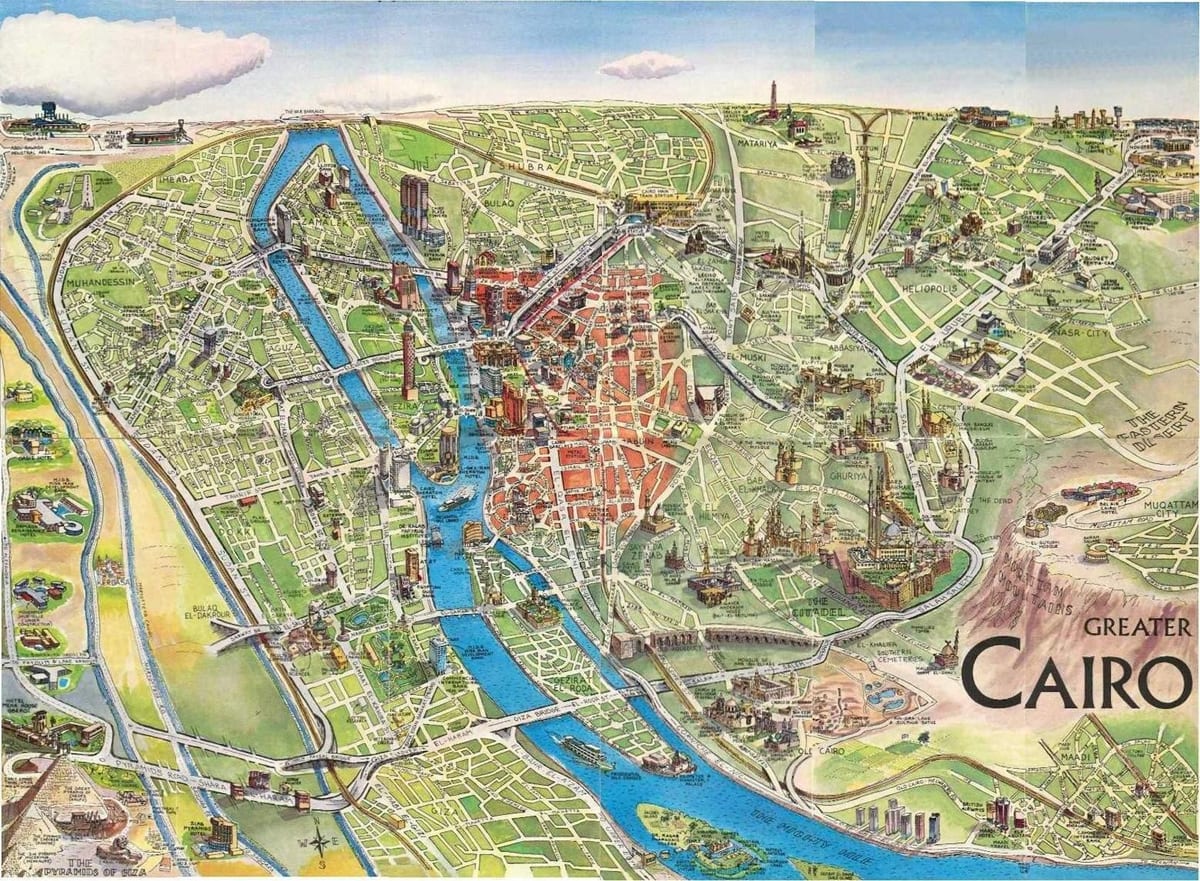 Mapa turistických káhira egypt